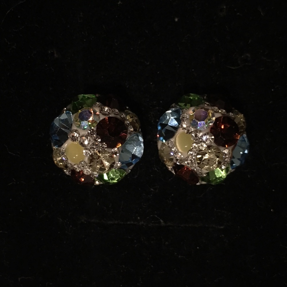 .925 silver earrings multi-color crystal
